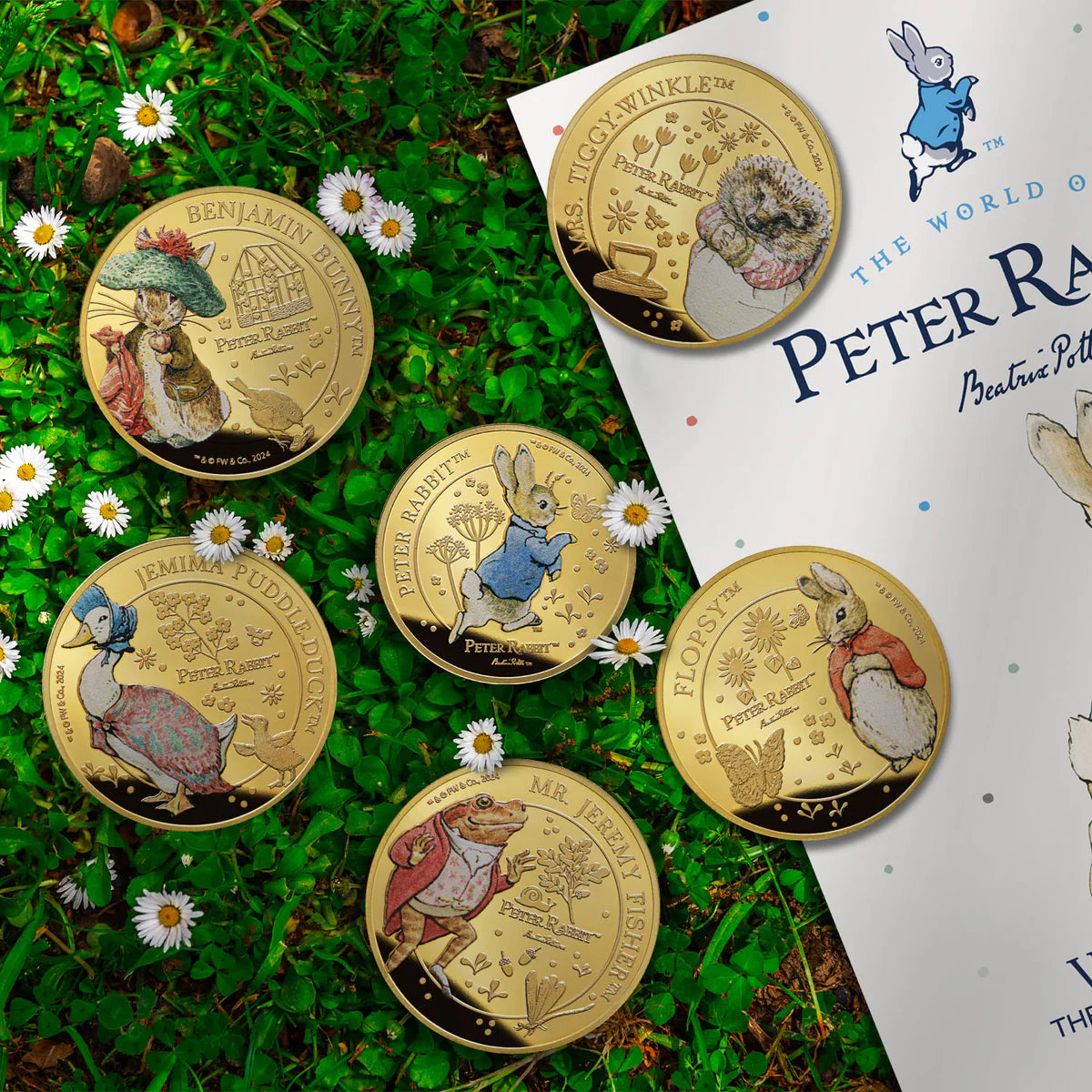 Collection complète de pièces de monnaie Pierre Lapin de Whiskers and Tales