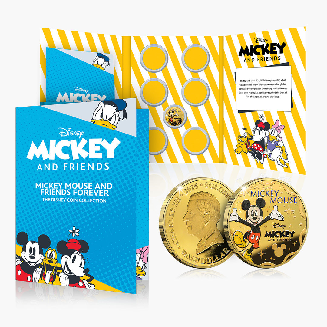 Pièce Disney officielle plaquée or 24 carats « Mickey Mouse et ses amis pour toujours » 2025