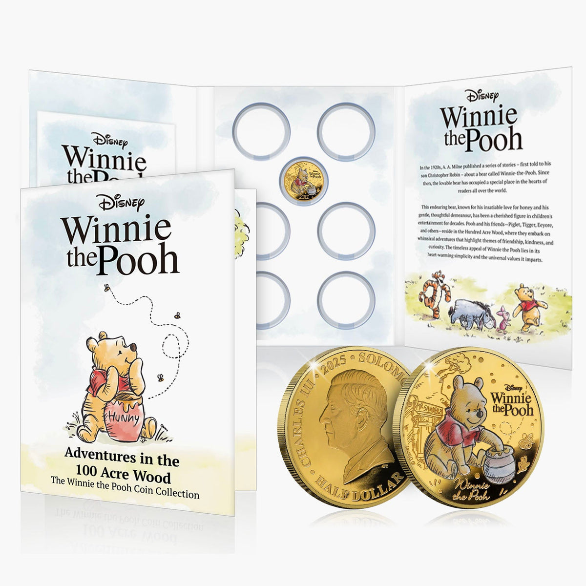 2025  flex sans engagement Winnie l'ourson plaquée or 24 carats avec coffret collectionneur.