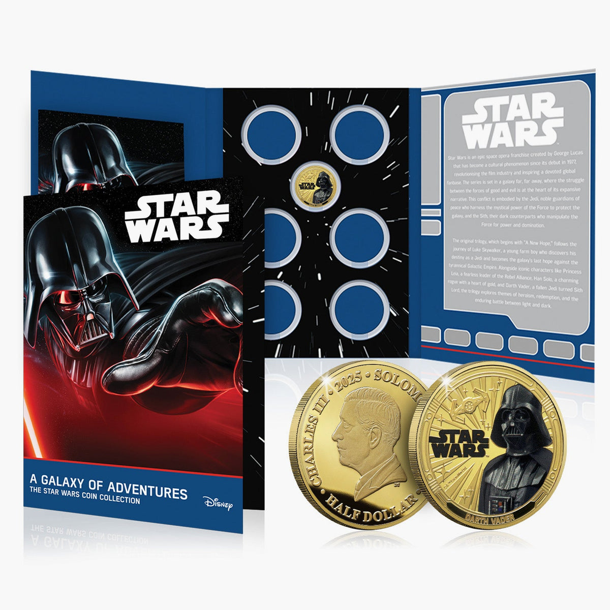 Pièce Star Wars plaquée or 24 carats 2025 : Une galaxie d'aventures