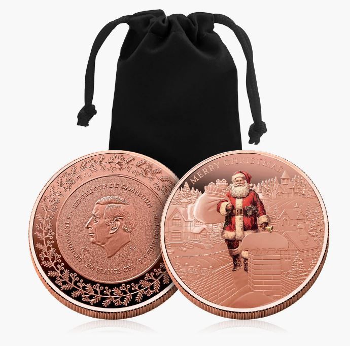 Pièce de 5 oz en cuivre coloré à l'effigie du Père Noël 2025