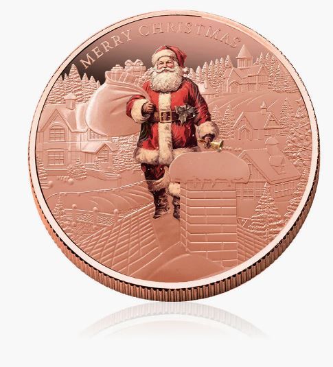 Pièce de 5 oz en cuivre coloré à l'effigie du Père Noël 2025