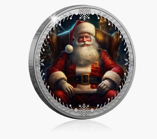 Santa Claus in Color on Silver-Plated Issue