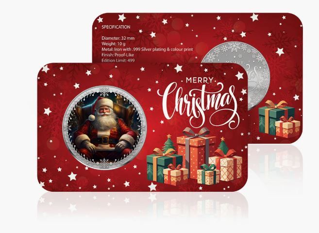 Santa Claus in Color on Silver-Plated Issue