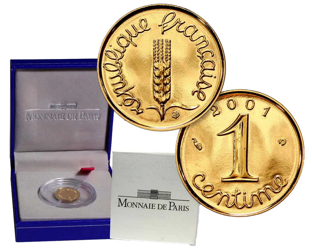 1 Centime Épi  Or  2001  Monnaie de Paris