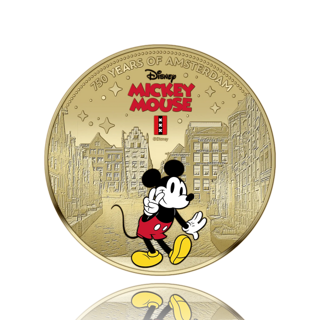 750 ans d'Amsterdam – Mickey Mouse – Coffret exclusif de pièces plaquées or