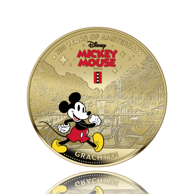 750 ans d'Amsterdam – Mickey Mouse – Coffret exclusif de pièces plaquées or