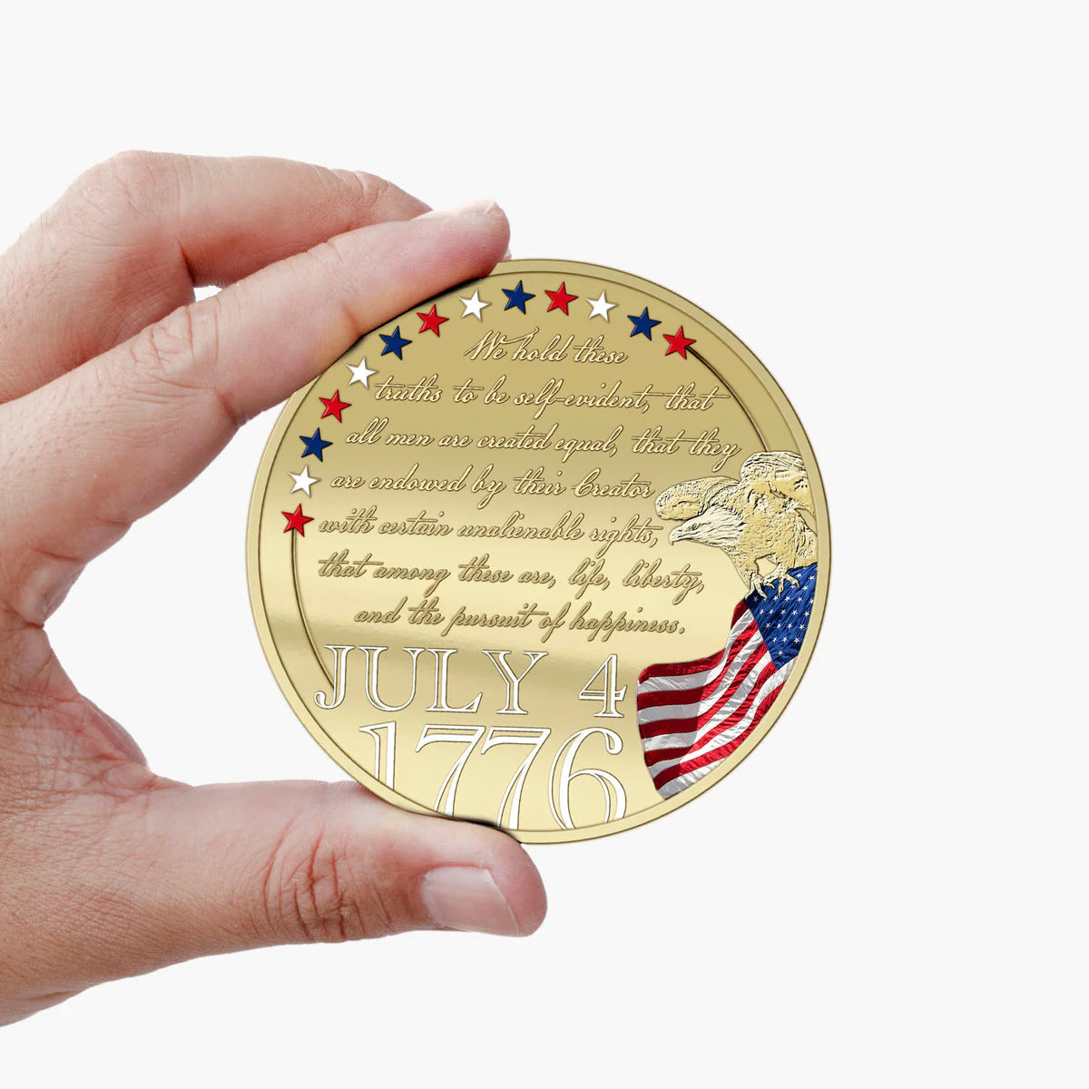 250 ans de l'indépendance américaine, pièce plaquée or de 50 mm, édition de luxe