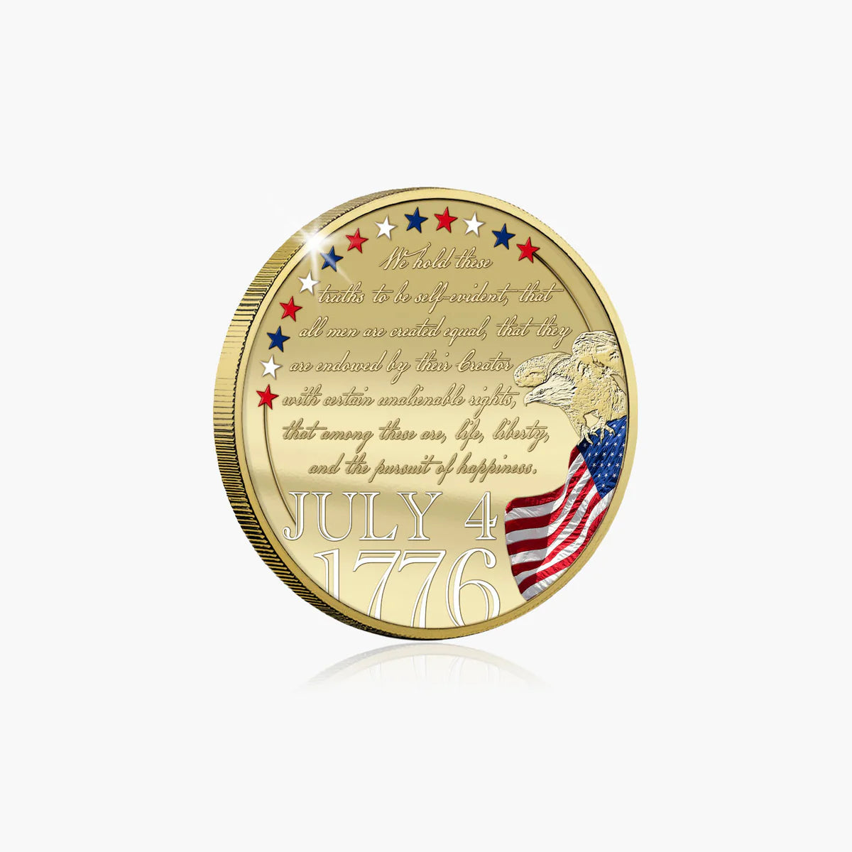 250 ans de l'indépendance américaine, pièce plaquée or de 50 mm, édition de luxe