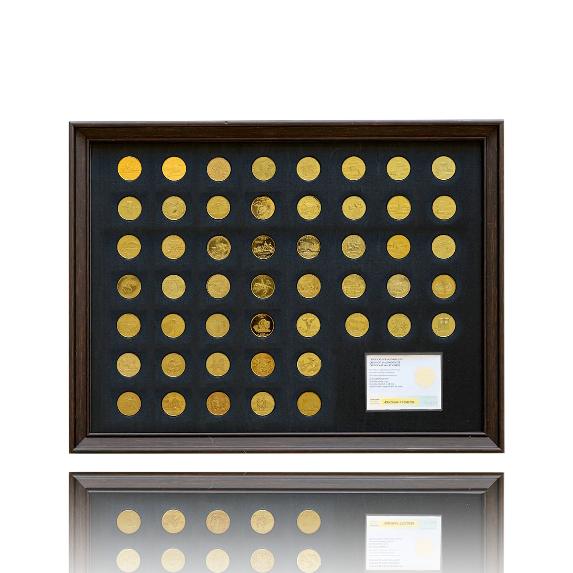 Collection complète des pièces de 25 cents plaquées or des 50 États